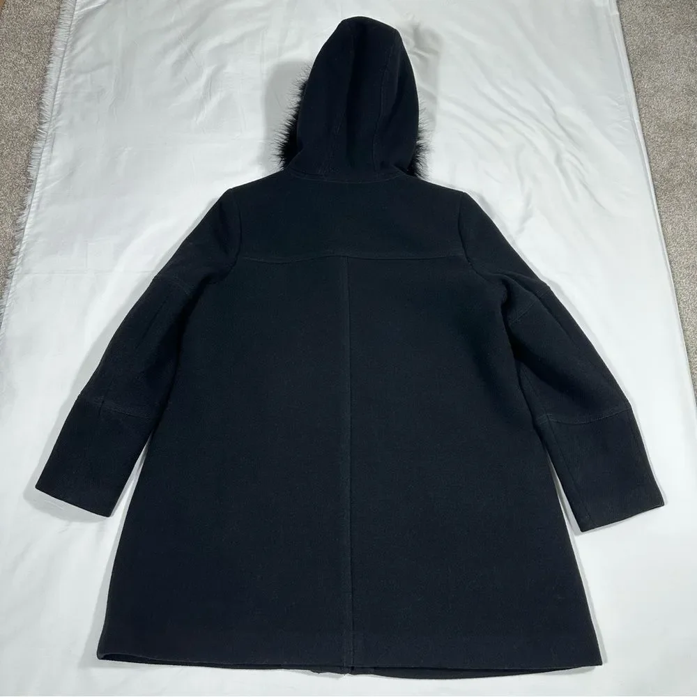 J Crew Chateau Parka In Italian Jacket Coat Womens 18 Black Hooded Stadium Cloth